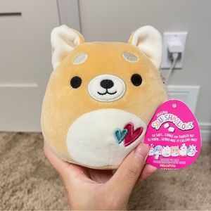 Squishmallow 5" Angie the Corgi Puppy w Hearts BNWT Valentines ***MINOR FLAW
